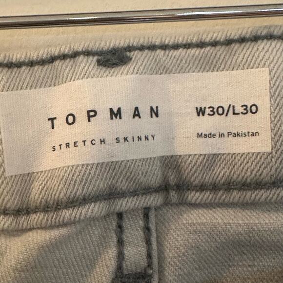 New Men's Topman Gray Stretch Skinny Jeans sz 30/30 NEW - Picture 4 of 6